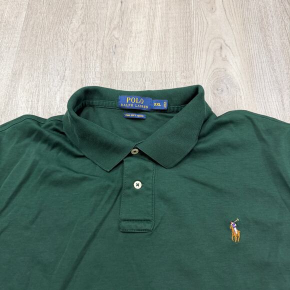 Polo Ralph Lauren Pima Soft Touch Shirt Men's 2XL Green Flesh Pony Preppy Cotton - Picture 3 of 8